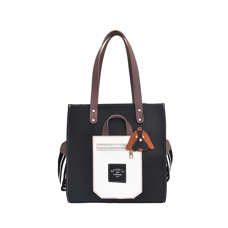 High quality PU soft leather stitching versatile campus shoulder Messenger bag Tote bag