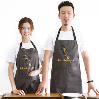 Cotton Creative Print Bronzing Leaf Coffee Tea Restaurant Workwear Kitchen Apron