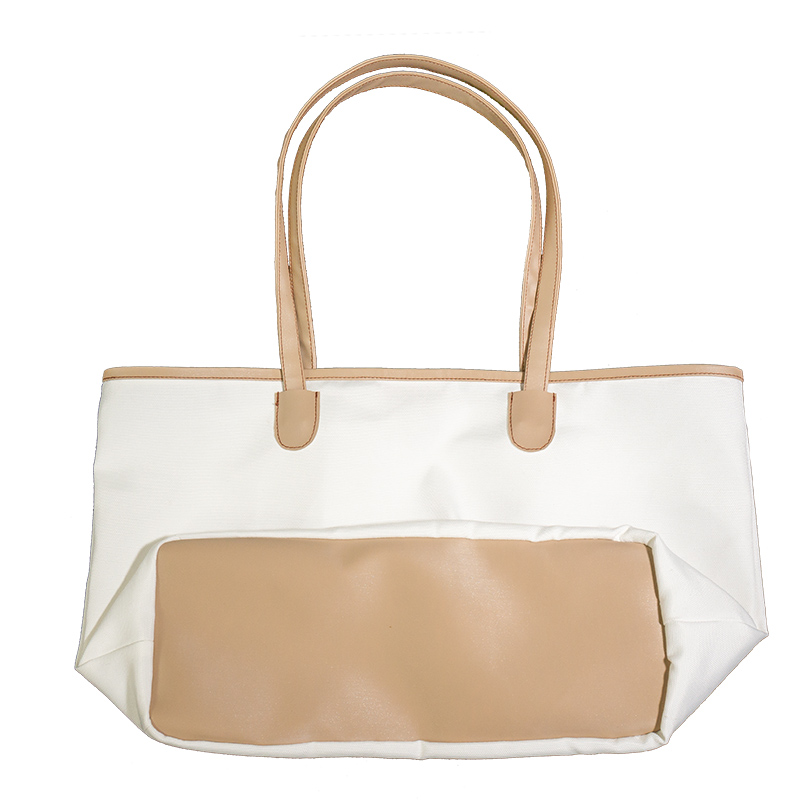 Free shipping support online click order factory fast delivery cotton and pu leather splice canvas tote bag with leather handle