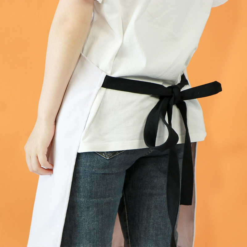 White Polyester Cotton Cat Cartoon Long Cotton Apron Kitchen Cooking Apron for Women And Men