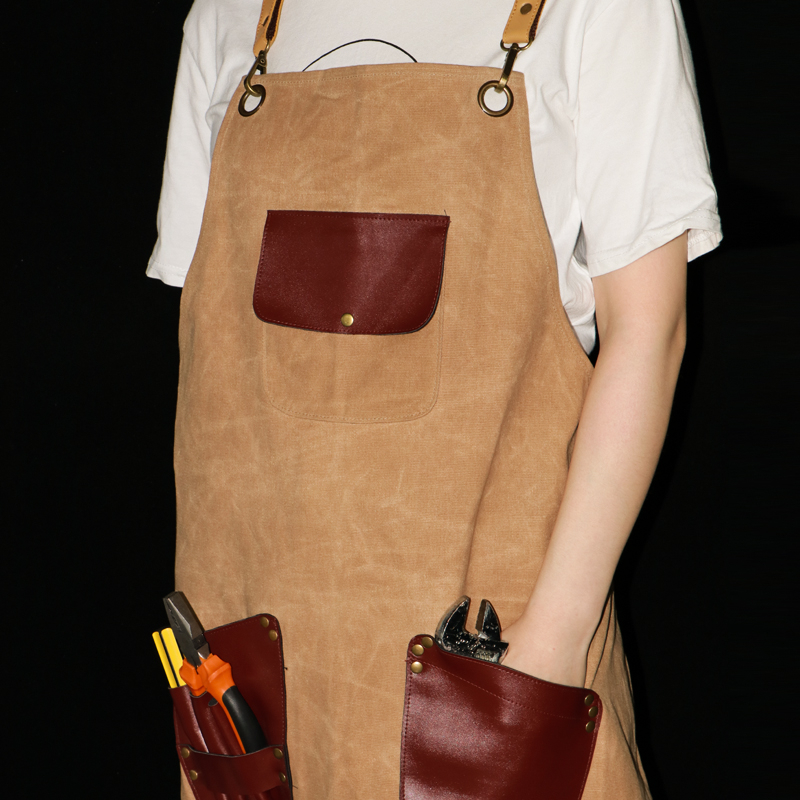 Heavy duty waxed canvas industrial aprons for Carpenter, Welder, Construction worker