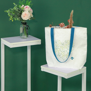 White waterproof breathable tyvek shopping tote shoulder bag with logo printing