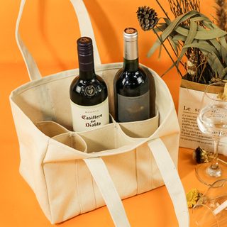 Factory custom polyester-cotton canvas bag , separate canvas wine bottle bag