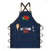 Household Couple Style Embroidery Logo Polyester Cotton Denim Apron with Factory Custom