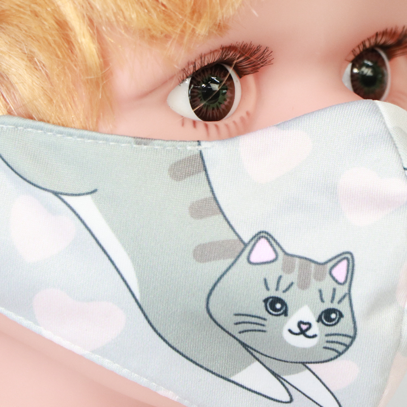 Children's Mask Ice Silk Material with Colorful Cartoon Print for Summer Use
