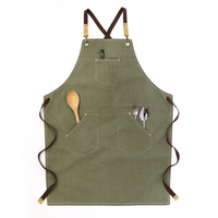  Wholesale customized army green polyester cotton canvas apron barista apron