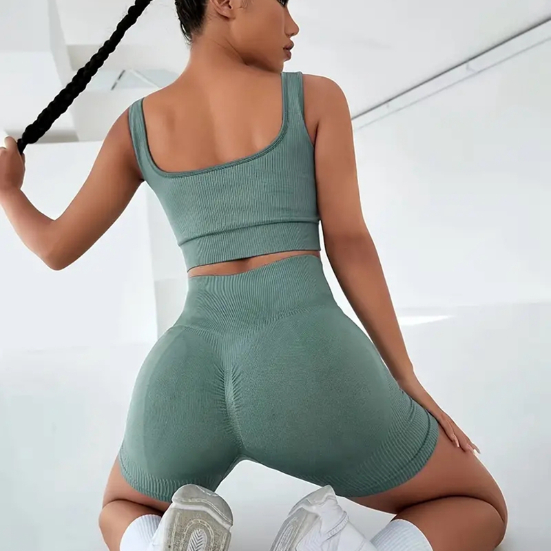 Wholesale Knitting Fitness Yoga Wear Set Sports Gym Activewear Women's Workout Seamless Scrunch Clothing Sets