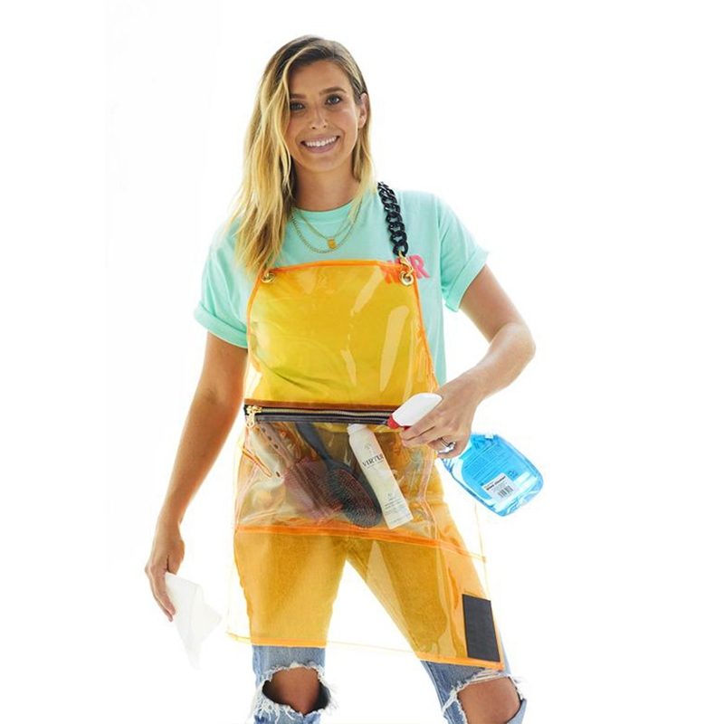 Custom Fashion Clear Plastic Sexy Transparent Waterproof Oilproof TPU Apron for Salon 