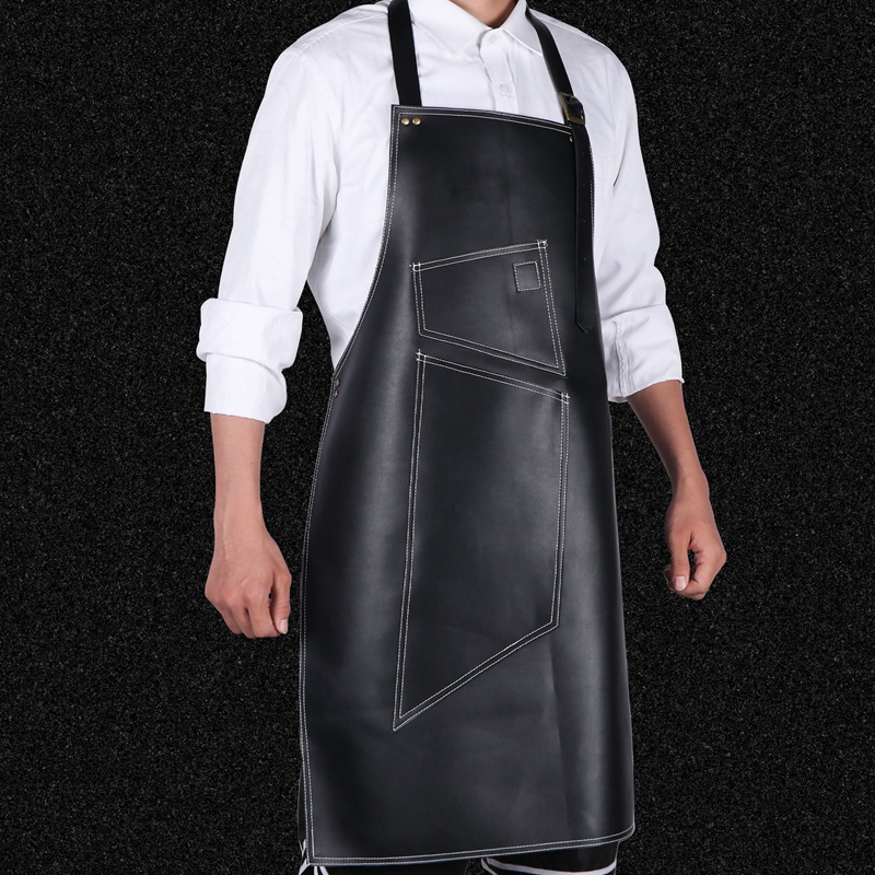 Waterproof High quality Leather Custom Logo Design Apron for outside garden work chef apron for restaurant 
