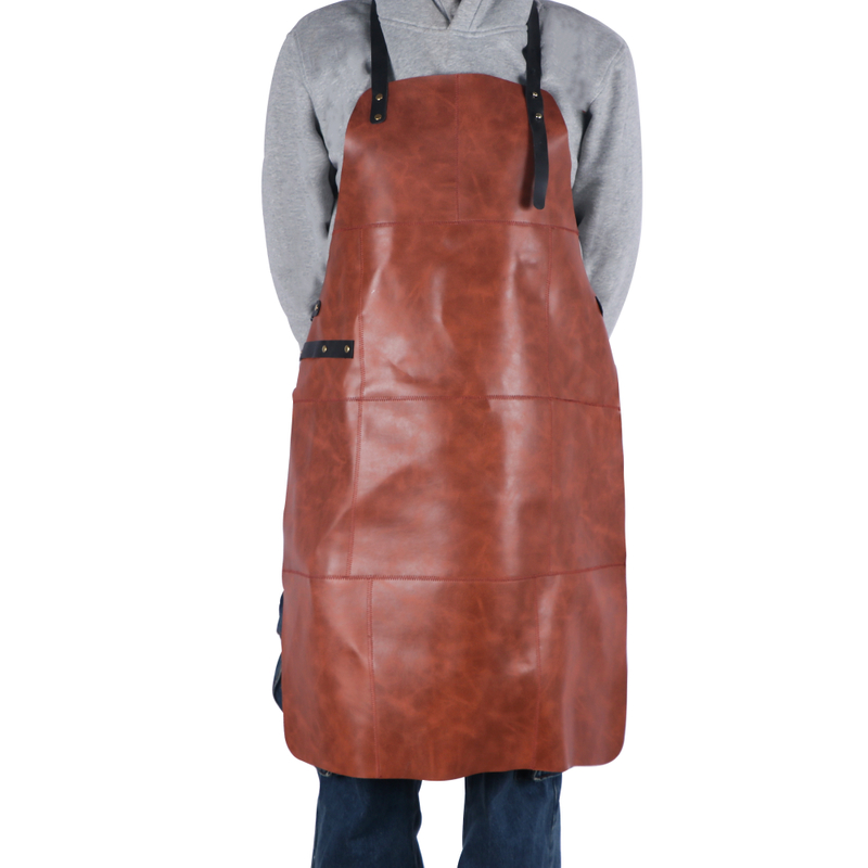 Fashion Leather Apron New Style Hot Selling Splicing Genuine Leather Apron with Straps for Working 