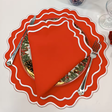 100% Linen Special-shaped Napkin Applique Napkin Modern Style Christmas Napkins Table Festival Decor