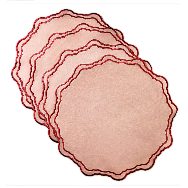 100% Linen Special-shaped Napkin Applique Napkin Modern Style Table Decor Exclusively Made Napkin