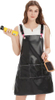  PU Leather Waterproof Aprons Cross-Back Adjustable With Pockets Hair Salon Work Apron for Hair Stylist Super Light