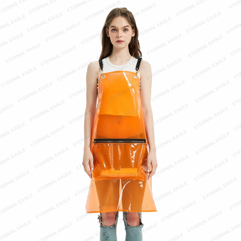 New fashion clear transparent apron custom color logo design hair salon washable TPU apron for Man and women