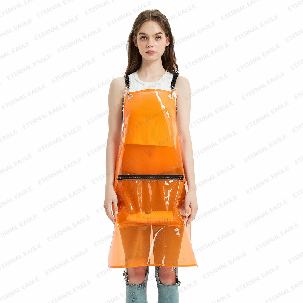 New fashion clear transparent apron custom color logo design hair salon washable TPU apron for Man and women