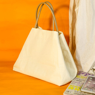 Factory wholesale custom large capacity 8oz canvas tote bag with leather handle