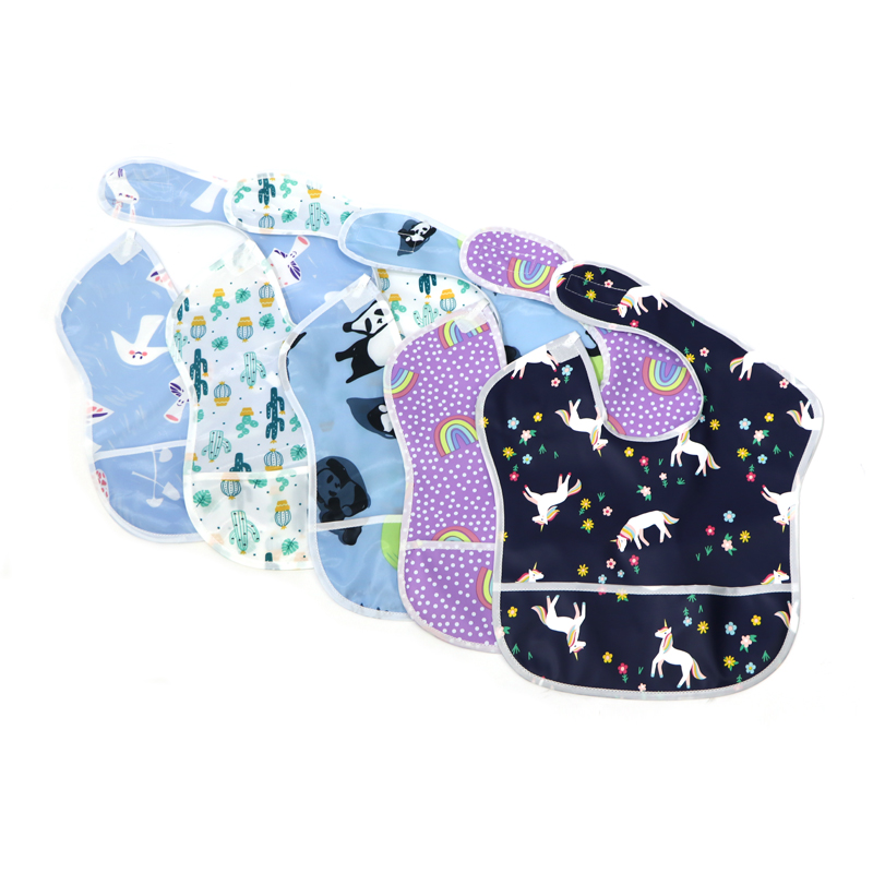 Factory customized cartoon printing polyester children bib waterproof baby apron