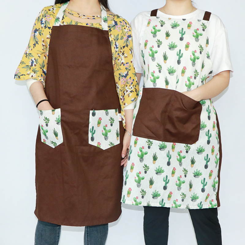 Full version printed polyester fabric kitchen cooking cleaning apron for couple