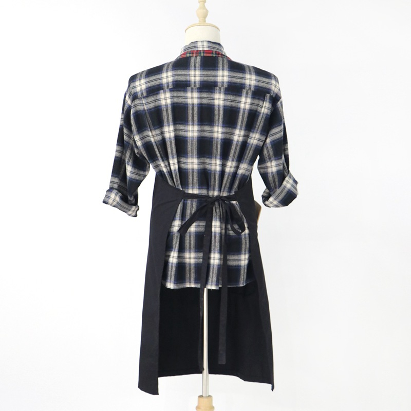 Long Black Cotton Apron Factory Wholesale Multifunctional Canvas Kitchen Cooking Apron Design