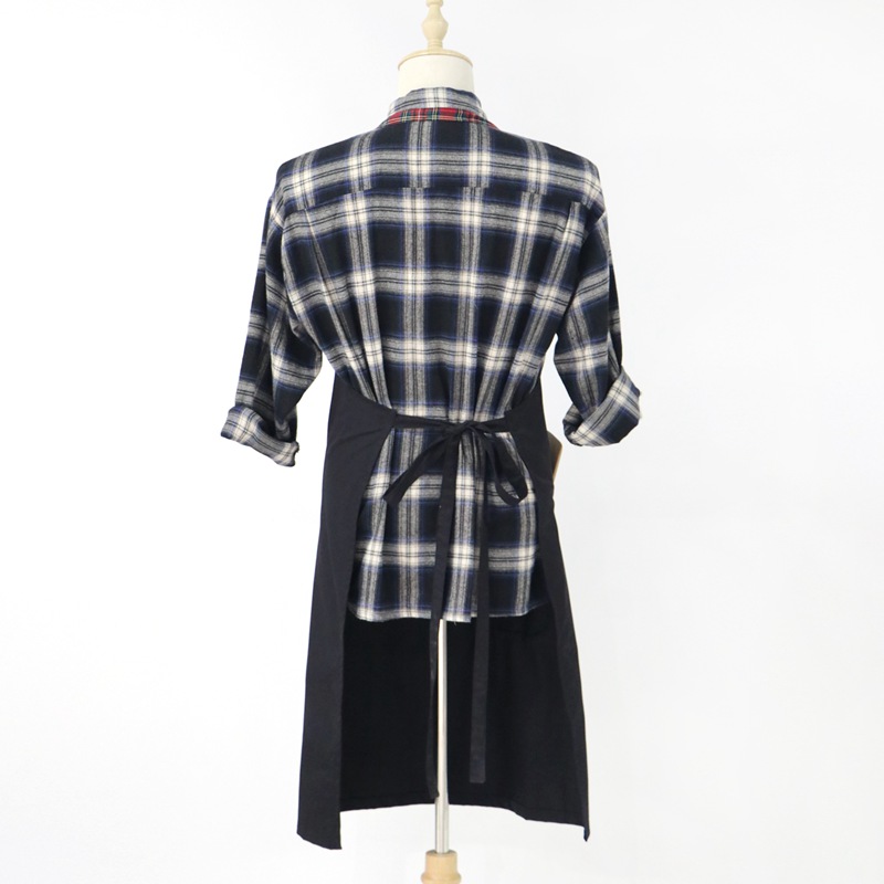Long Black Cotton Apron Factory Wholesale Multifunctional Canvas Kitchen Cooking Apron Design