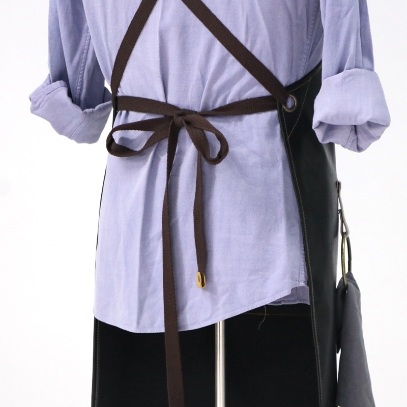 Promotion wholesale soft pu fabric pockets apron with functional pockets