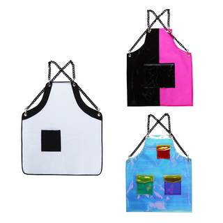 New arrival fashional waterproof transparent plastic clear tpu apron hair stylist salon barber apron with pockets 