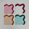 Wholesale Table Linens Embroidered Napkins Dyed Color Linen wave scallop cloth napkin cotton table decor