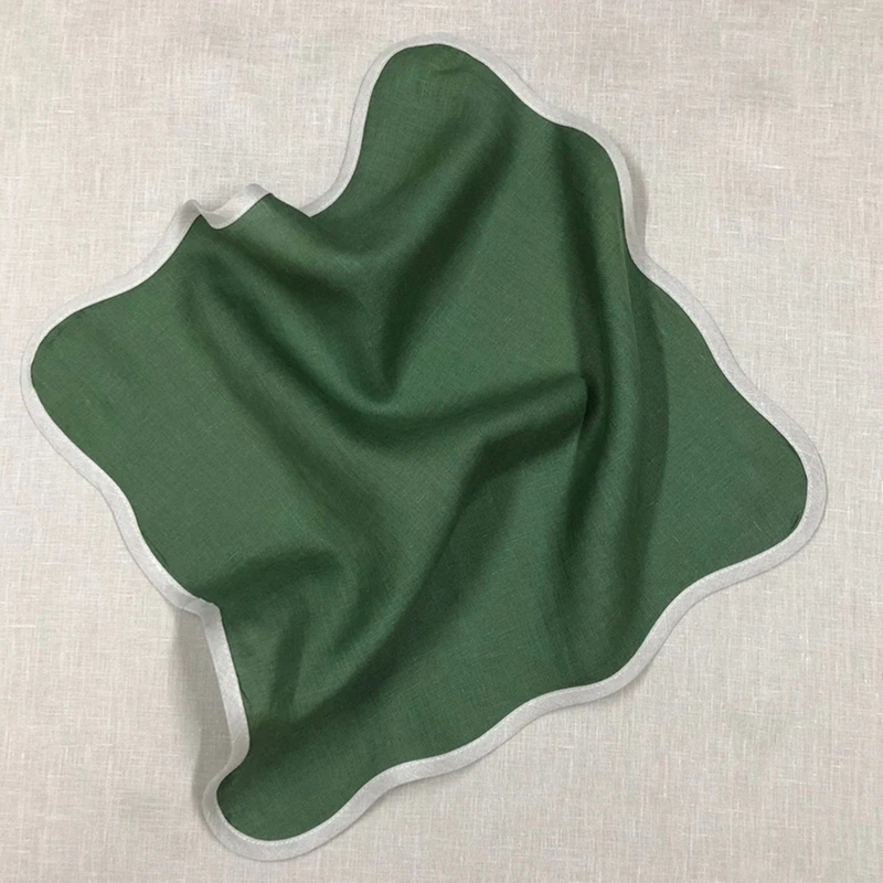 Solid scallop linen napkins 100% Cotton Satin Band Linen Table Cloth Hotel Kitchen Napkins