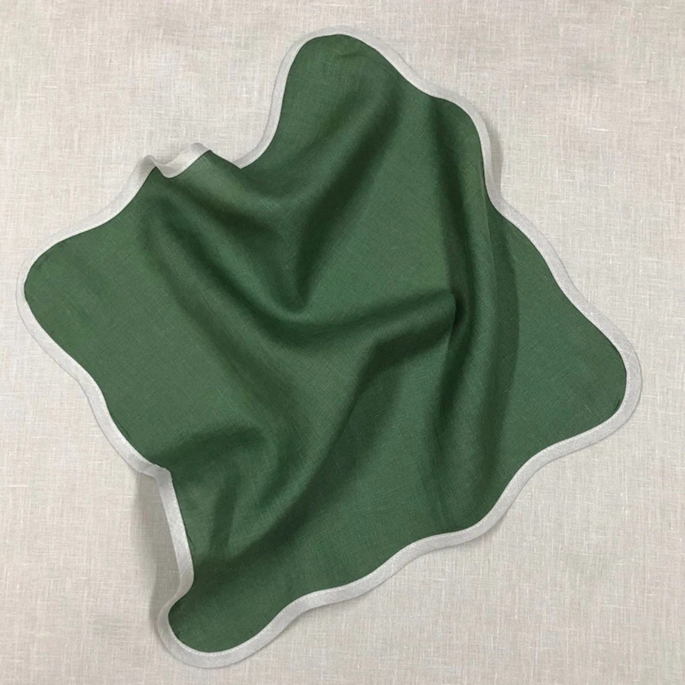 Solid scallop linen napkins 100% Cotton Satin Band Linen Table Cloth Hotel Kitchen Napkins