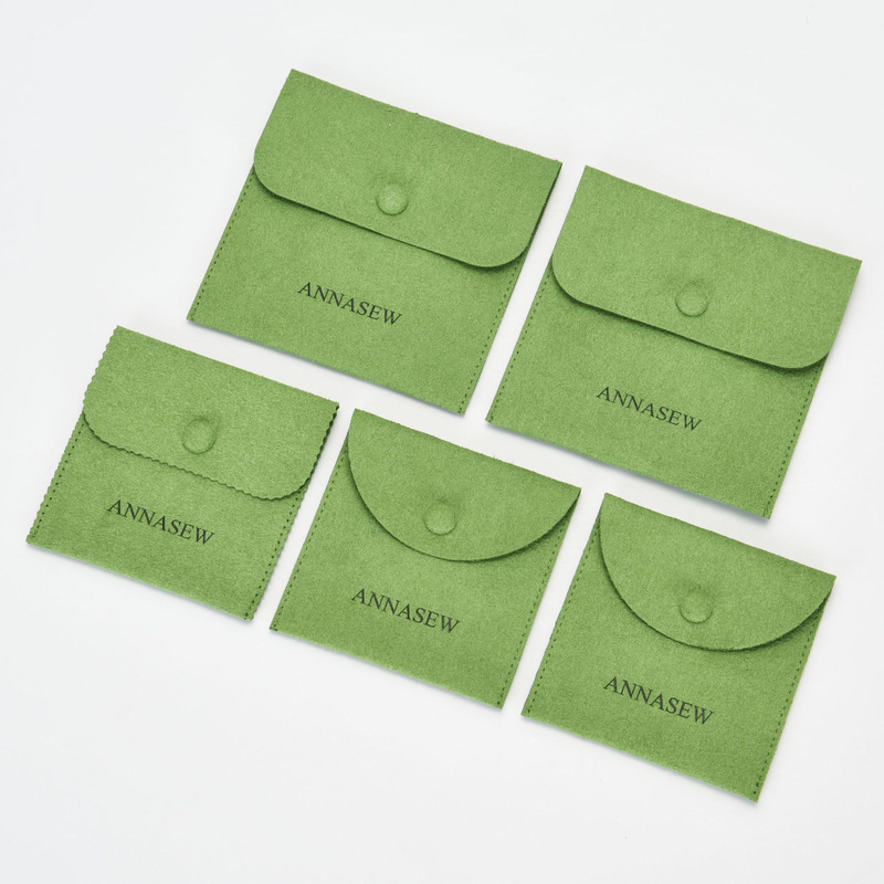 Wholesale Green Microfiber Jewelry Pouch Fashional Custom Logo Jewelry Packaging with Different Style 