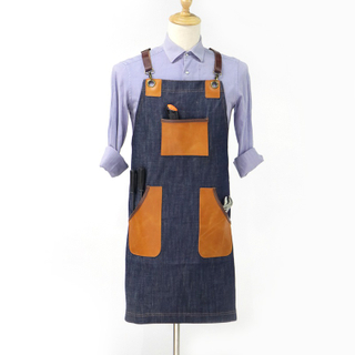 Wear-resistant And Eco Friendly Denim Canvas Apron Kitchen Cooking Apron Wholesale
