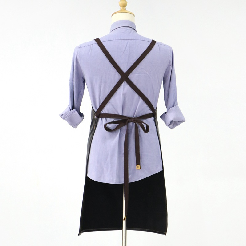 Promotion wholesale soft pu fabric pockets apron with functional pockets