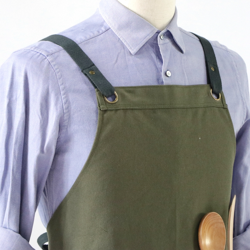 Simple Fashion Army Green Polyester Cotton Canvas Apron Garden Cleaning Work Apron