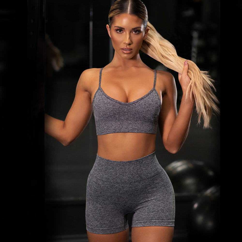 Factory Hot Selling Sexy Design Women Fitness Two Pieces Yoga Wear Suit Custom Gym Sports Yoga Sets 