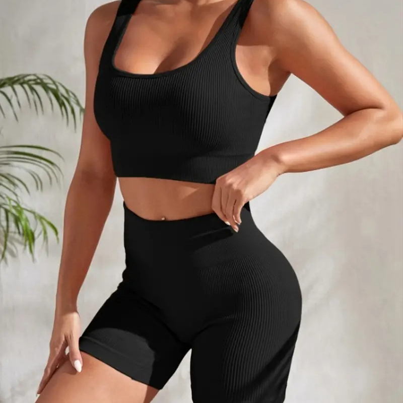 Wholesale Knitting Fitness Yoga Wear Set Sports Gym Activewear Women's Workout Seamless Scrunch Clothing Sets