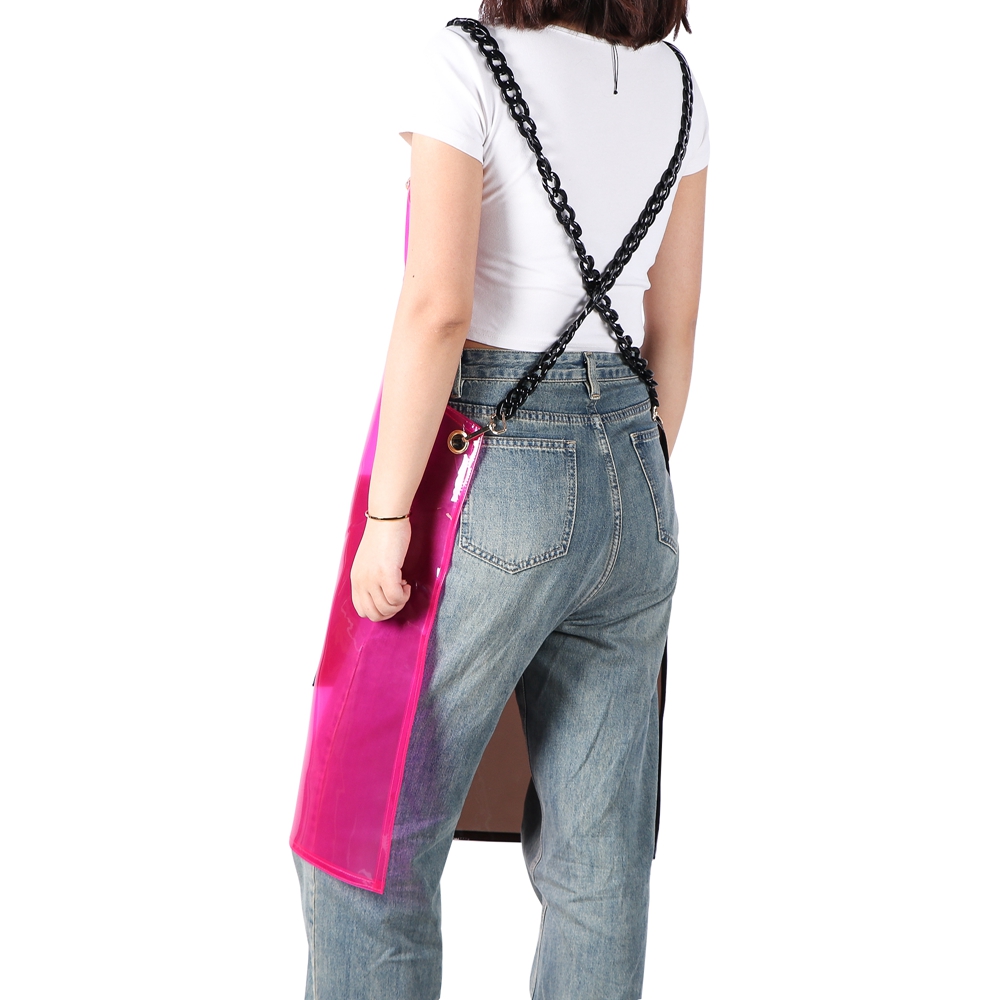 New arrival fashional waterproof transparent plastic clear tpu apron hair stylist salon barber apron with pockets 