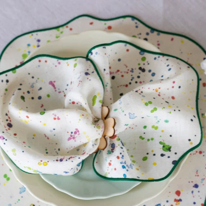 High quality custom design stone washed linen cloth scallop napkins wedding napkins for table decor