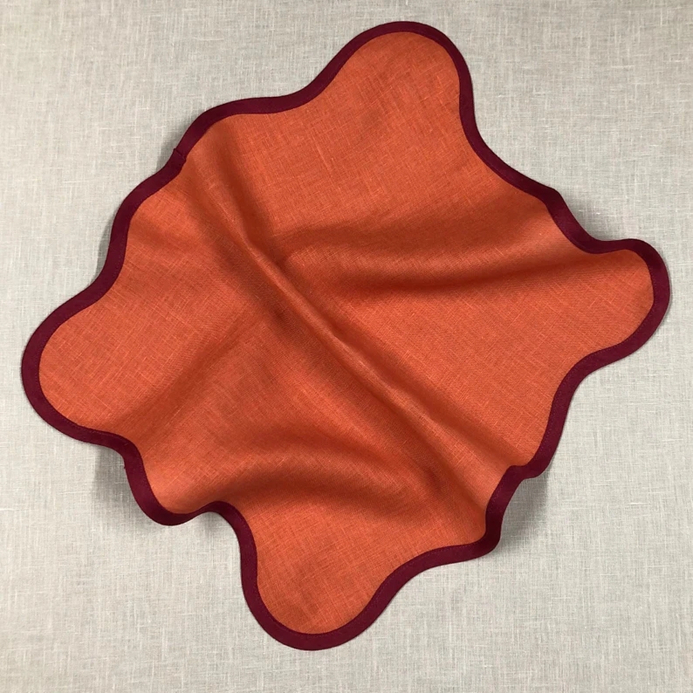 Solid scallop linen napkins 100% Cotton Satin Band Linen Table Cloth Hotel Kitchen Napkins