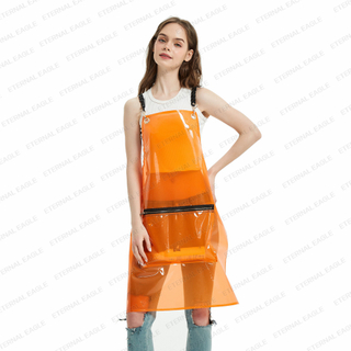 Clear Transparent TPU Apron House Accessories Waterproof Home Kitchen Hair Salon Washable TPU Barber Shop Long Chain Apron