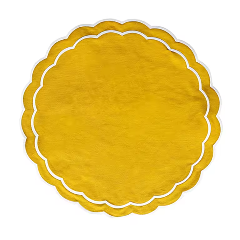 Scalloped Round Cotton Applique Napkin Combine Practicality With Style Exclusively Made Table Decor