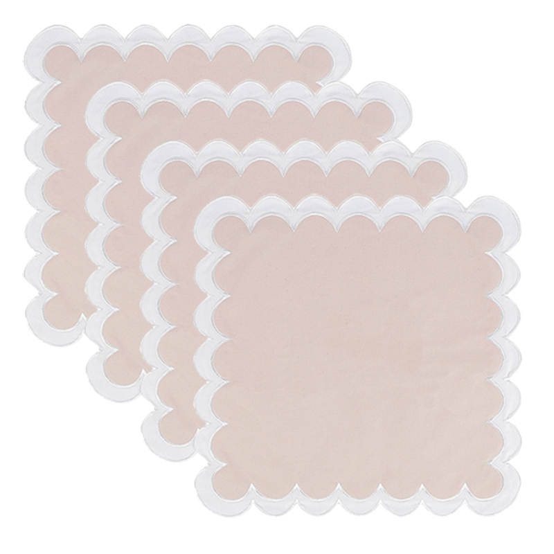Double-layer Applique Scallopped Napkins 100% Cotton Napkins Table Decorate Washable Napkins For Party