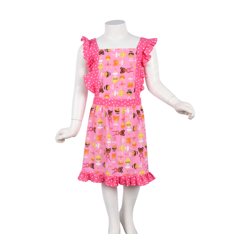 Custom Cartoon Logo Kids Apron Cotton Polyester Apron for Children Fashion Design H Style Kids Apron
