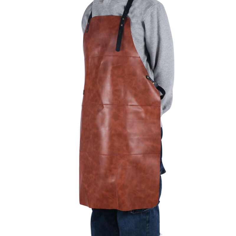 Fashion Leather Apron New Style Hot Selling Splicing Genuine Leather Apron with Straps for Working 
