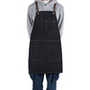 Black durable denim apron fashion design denim apron with leather straps for garden 