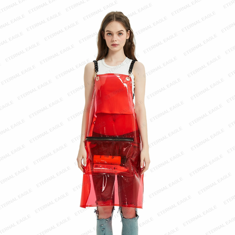 New fashion clear transparent apron custom color logo design hair salon washable TPU apron for Man and women
