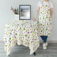 High quality customized logo printing custom kitchen five piece suit include aprons, tablecloth, napkins, placemat