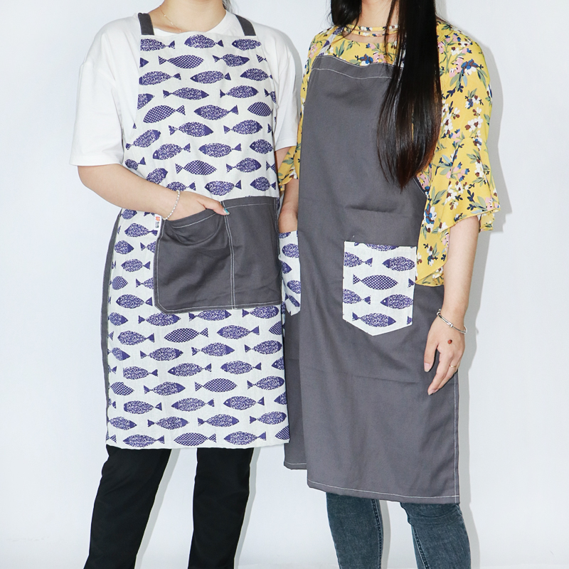 Full version printed polyester fabric kitchen cooking cleaning apron for couple