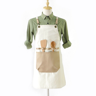 Multifunctional apron design with canvas and pu material stitching
