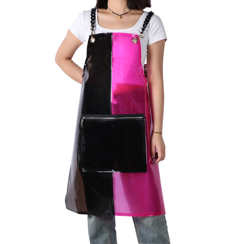 New arrival fashional waterproof transparent plastic clear tpu apron hair stylist salon barber apron with pockets 