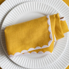 Yellow linen cloth scallop napkins wedding party table decor napkins with custom printing design logo 